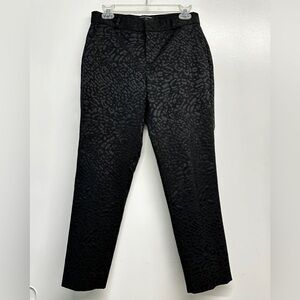 Banana Republic Avery Womens Pants Black Leopard Dress Size 4 Straight Leg Crop